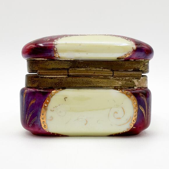 Porcelain Trinket Box Vintage Limoges Inspired Pink Gold Trim w Lady Portrait - Picture 10 of 13